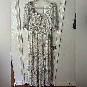 Baltic born white and green floral maxi dress